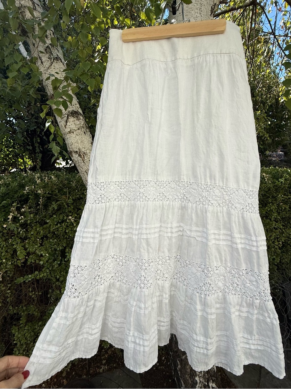 J. Jill 100% Linen White Lace Prairie Maxi Skirt 2P